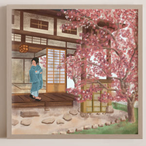 Japan cherry blossoms print